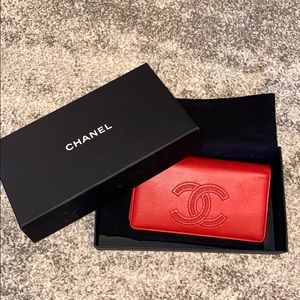 Red CHANEL Lambskin Wallet